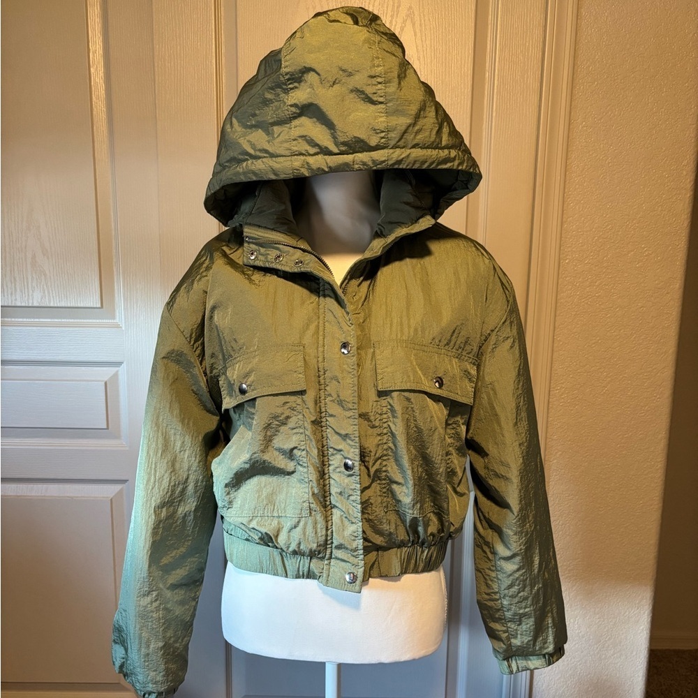 VIGOSS Olive Green Midsection Hooded Jacket, Women’s Size Large